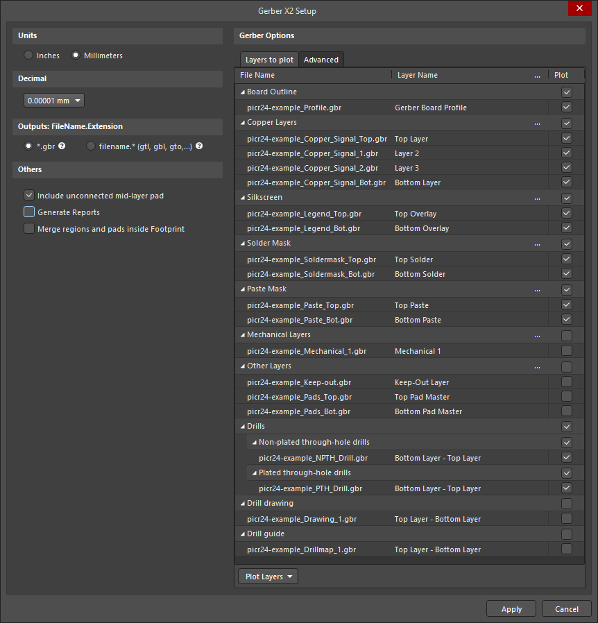 altium designer gerber x2 setup