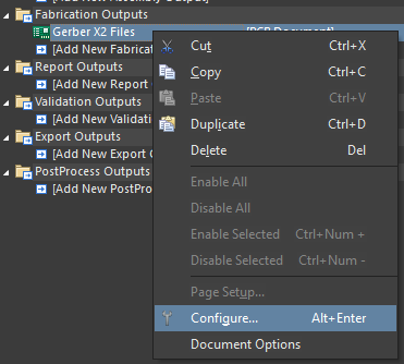 altium designer open gerber x2 configuration