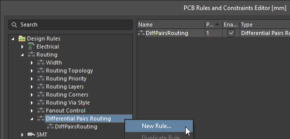 altium differential pair add routing rule