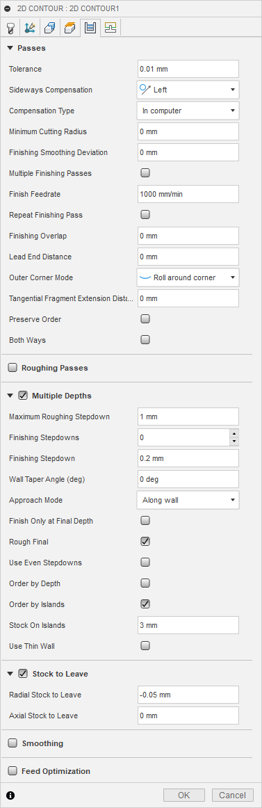 fusion 360 cam contour passes