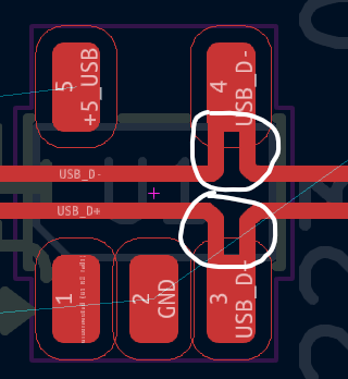 kicad differential pair esd protection incorrect connection