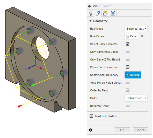 fusion 360 cam drill geometry