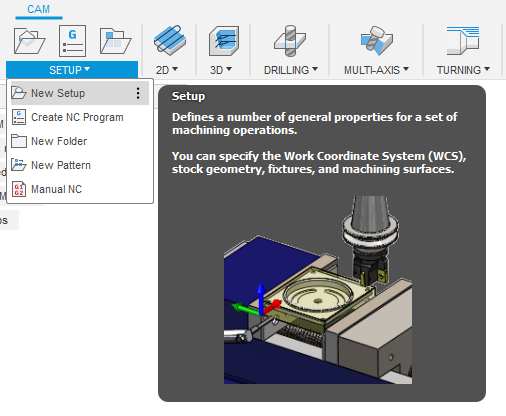 fusion 360 cam new setup