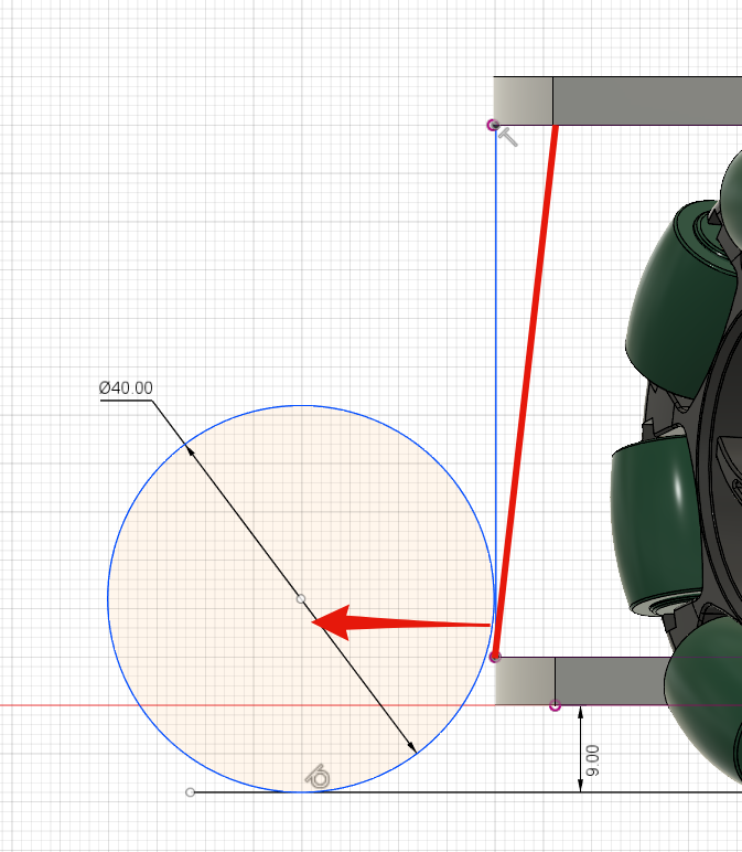 ball not stuck inwards angle